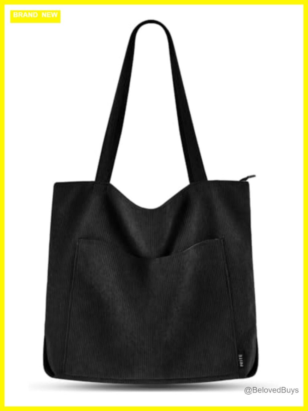 Corduroy Tote Bag for Women Large Shoulder Bag with Zipper Pockets